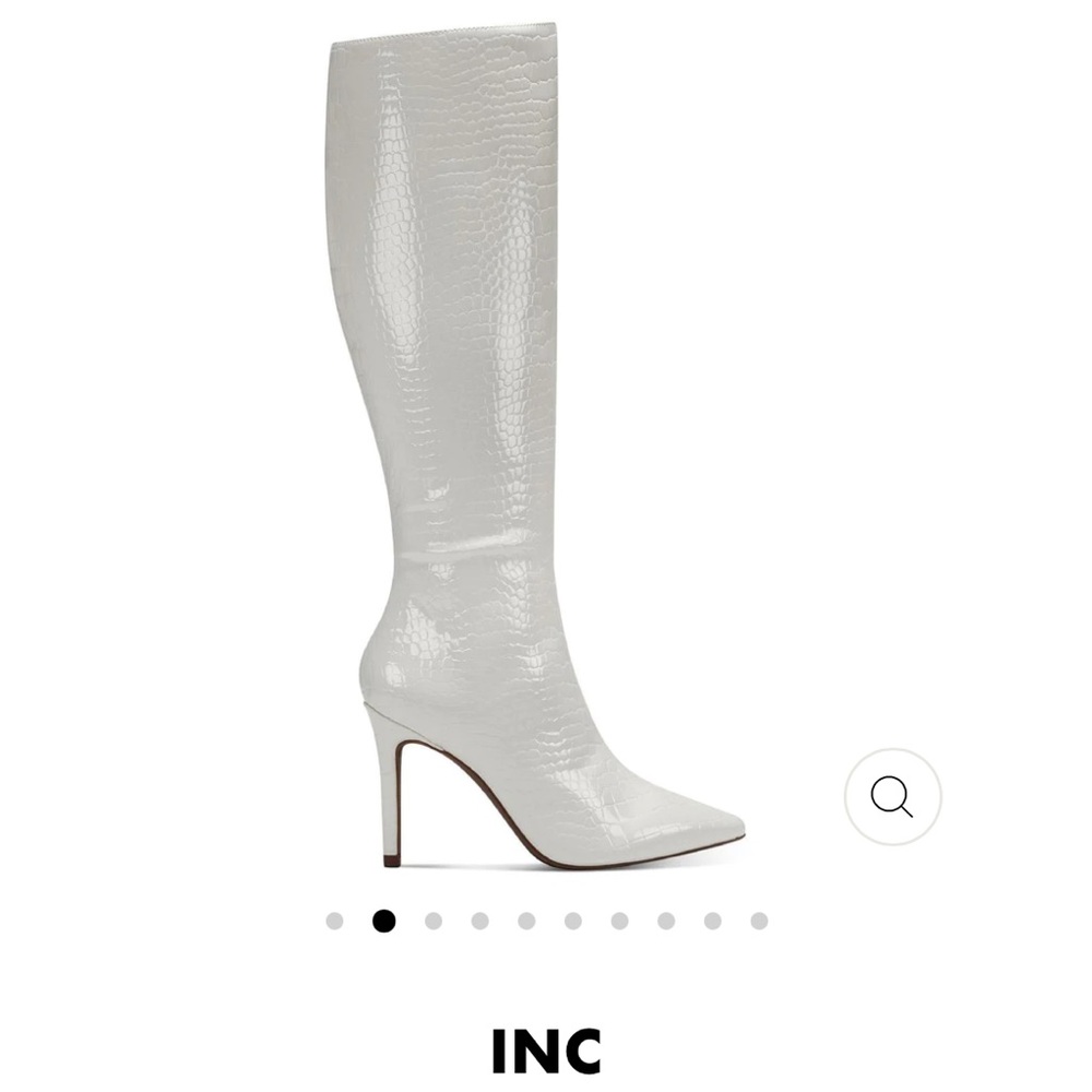 INC Rajel Knee High Boots Croc White Size 5
